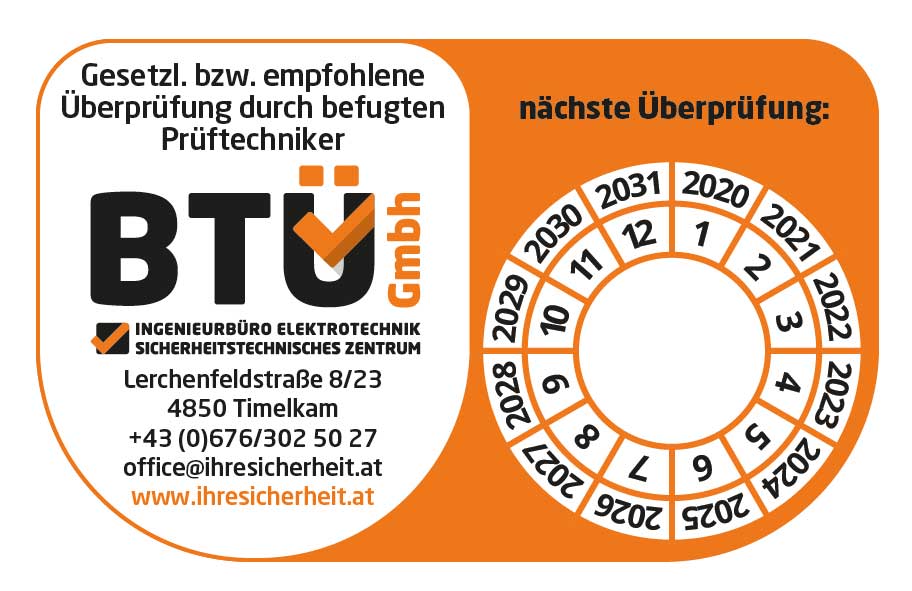 Prüfplakette BTÜ GmbH